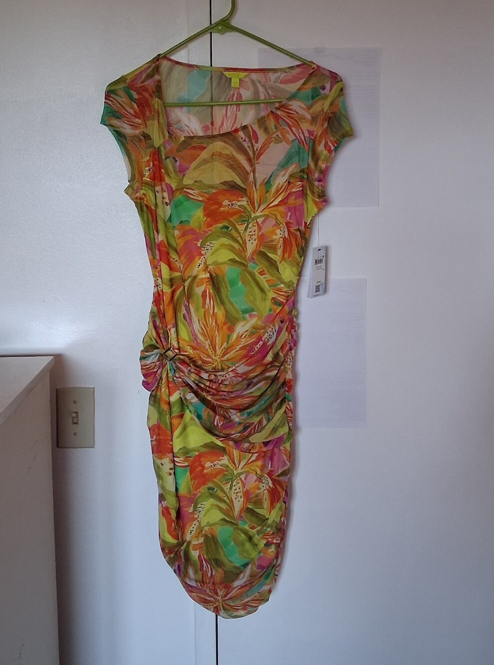 Guess Tropical-Print Midi Dress SzMedium NWT